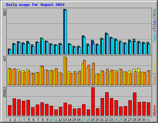 Daily usage for August 2024